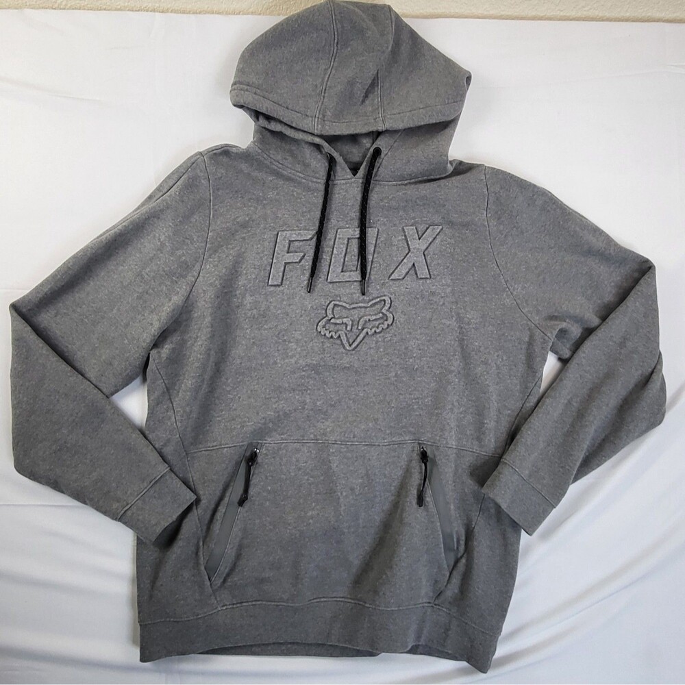 Fox Racing Hoodie Gray Embossed Logo Pullover Men’s XL Motocross BMX Racing